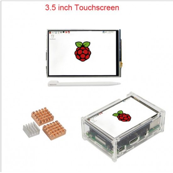 Compatible Raspberry Pi B 3.5 LCD Touch Screen + Case + 3 mounted heat sink