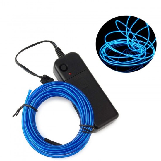 Blue Flexible LED Neon Light EL Wire Kit 3m 3V with Battery Box Pack