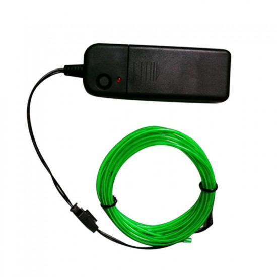 Green Flexible LED Neon Light EL Wire Kit 3m 3V with Battery Box Pack