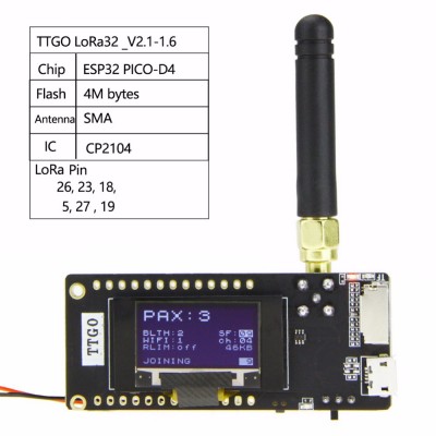 Lora32 V2.1 ESP32 OLED 0.96inch BLE WiFi Wireless Module IP5306 433MHz