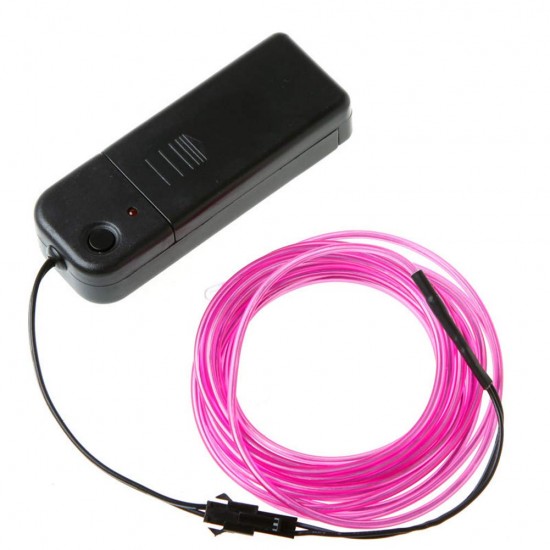 Pink Flexible LED Neon Light EL Wire Kit 3m 3V with Battery Box Pack