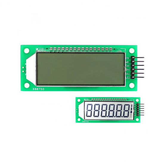 2.4” 6-bit 7-segment LCD Module Blue Backlight 3SPI