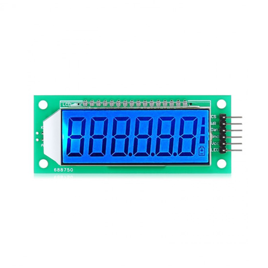 2.4” 6-bit 7-segment LCD Module Blue Backlight 3SPI