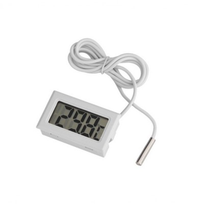 LCD Digital Thermometer W/Temperature Probe White