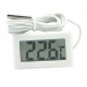 LCD Digital Thermometer W/Temperature Probe White