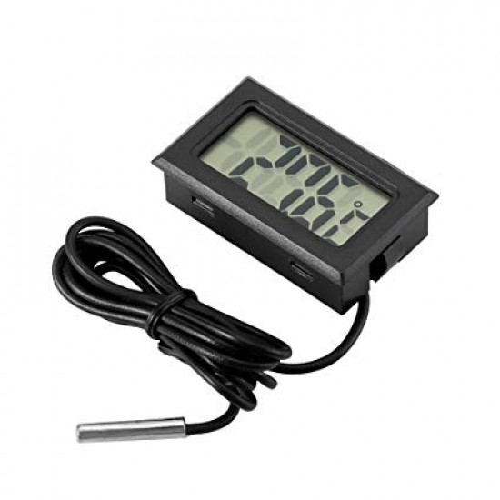 LCD Digital Thermometer W/Temperature Probe Black