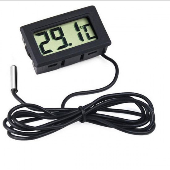 LCD Digital Thermometer W/Temperature Probe Black