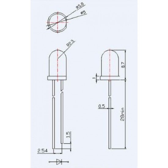 Pink 5MM Straight LED Round Head Light Bead High-light